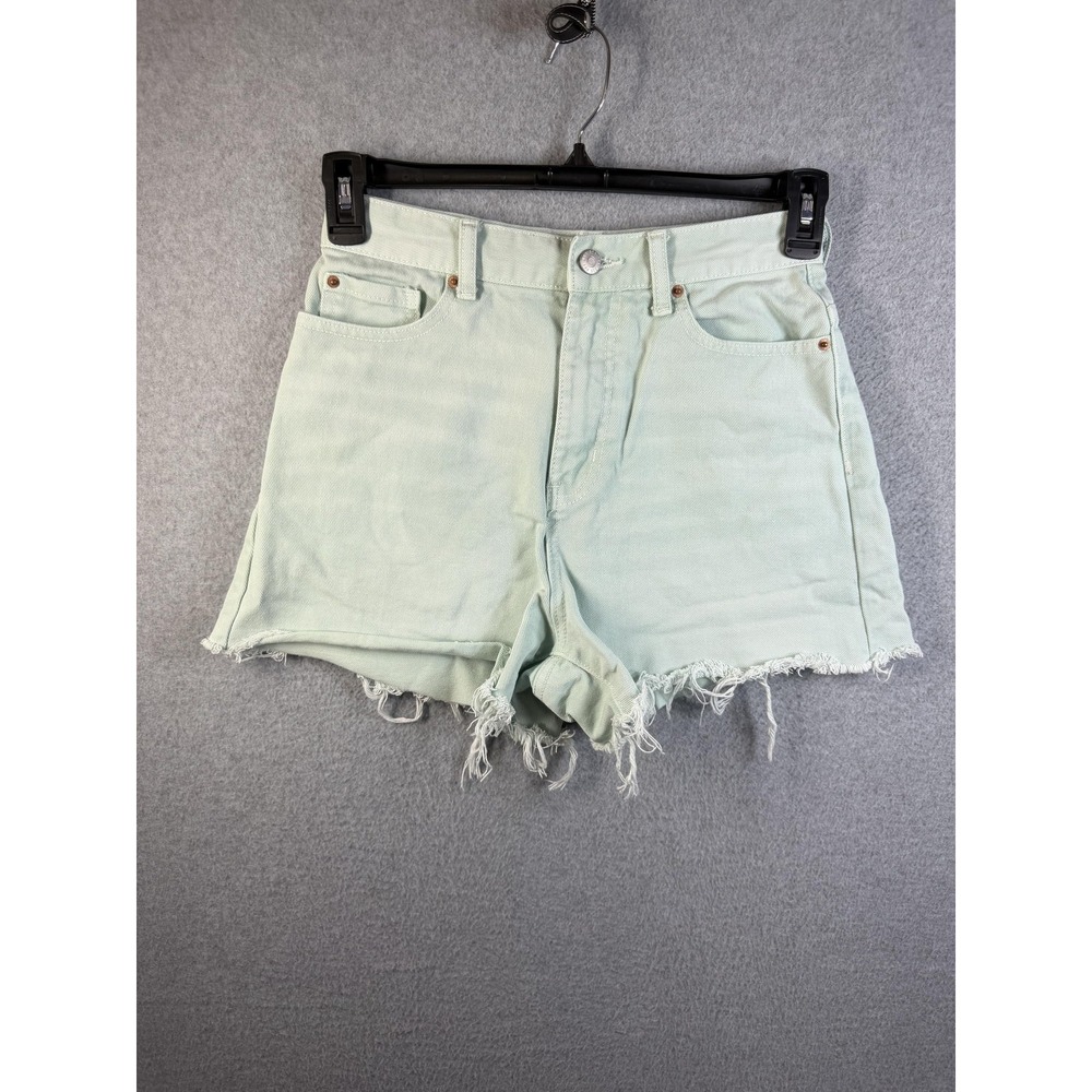 BDG Shorts Womens 27 Green Denim Cut Off A-Line High Rise Casual Frayed Hem